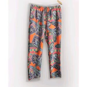 Lauren Ralph Lauren Women's Orange Paisley Pull On Jogger Pants W/ Pockets 6